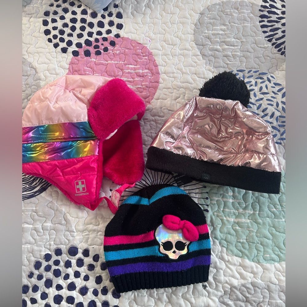 Bundle Colorful Winter Hats Set for girls 4-6 years old